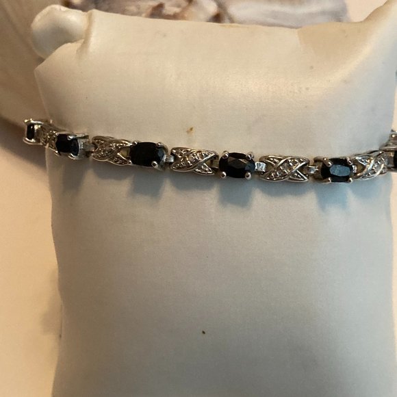 Fashion Nova Jewelry Fas Cz Faux Sapphire Sterling Silver Bracelet